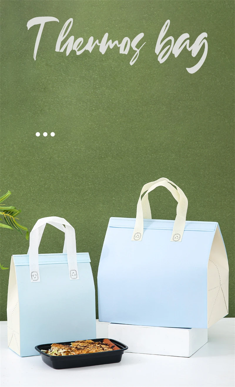 10pcs Non-Woven Insulated Tote Bags Reusable Fabric Pouches for Food, Cake, Drinks, Grocery Delivery, Hot and Cold Storage, Portable Lunch Carrier, Picnic, Baking, and Eco-Friendly Packaging 2