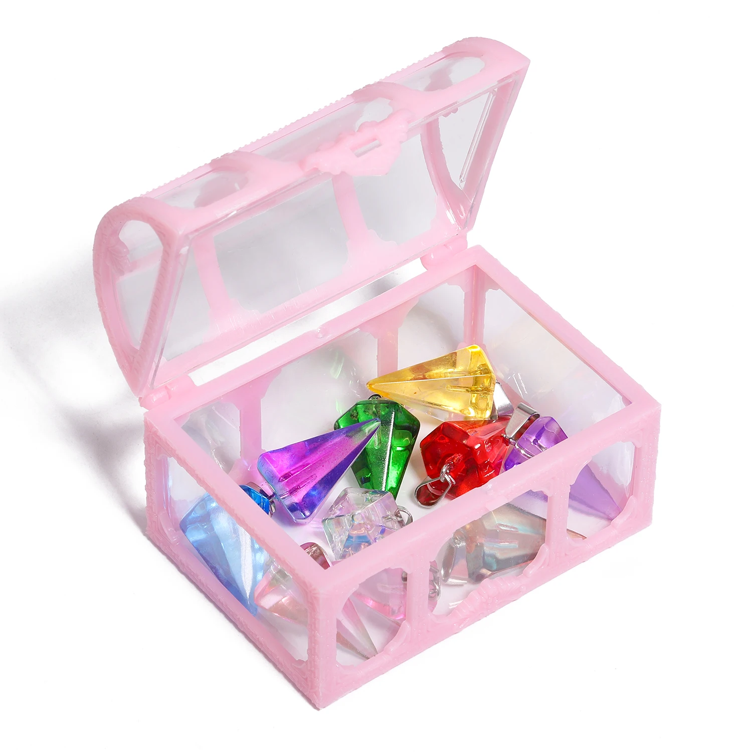 1Pc Vintage Transparent Pirate Treasure Chest – Storage Organizer Box for Crystals, Gems, Jewelry, Earrings, and Small Collectibles, Plastic Treasure Box for Creative Crafting, Display, and Decorative Storage 27