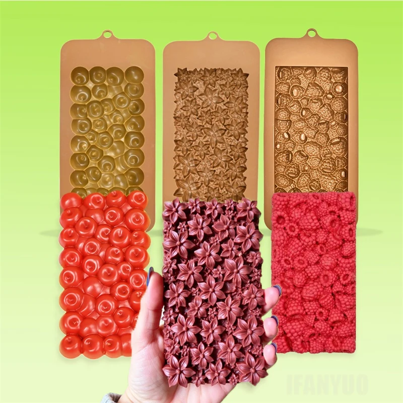 Flower Raspberry Cherry Silicone Mold for Chocolate Chunks Candy Baking Tools Kids DIY Chocolate Fondant Mould Cake Cupcake Pastry Dessert Decoration Baking Supplies Kitchen Craft Tray