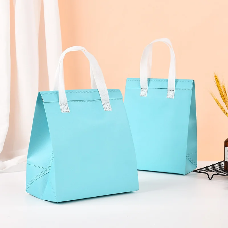 10pcs Non-Woven Insulated Tote Bags – Portable Reusable Fabric Pouches for Food, Cake, Drinks, and Snacks, Thermal Carrier Keeps Hot or Cold, Perfect for Delivery, Picnic, Grocery, Work, School - 图片 10