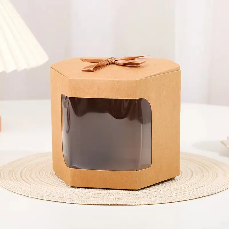 10/20/25Pcs Kraft Paper Open Window Gift Boxes for Baking Dessert Wedding Favor Candy Packaging Birthday Party Decoration Eco-Friendly Packaging Boxes with Transparent Window for Chocolate Cookies Treats - 图片 7