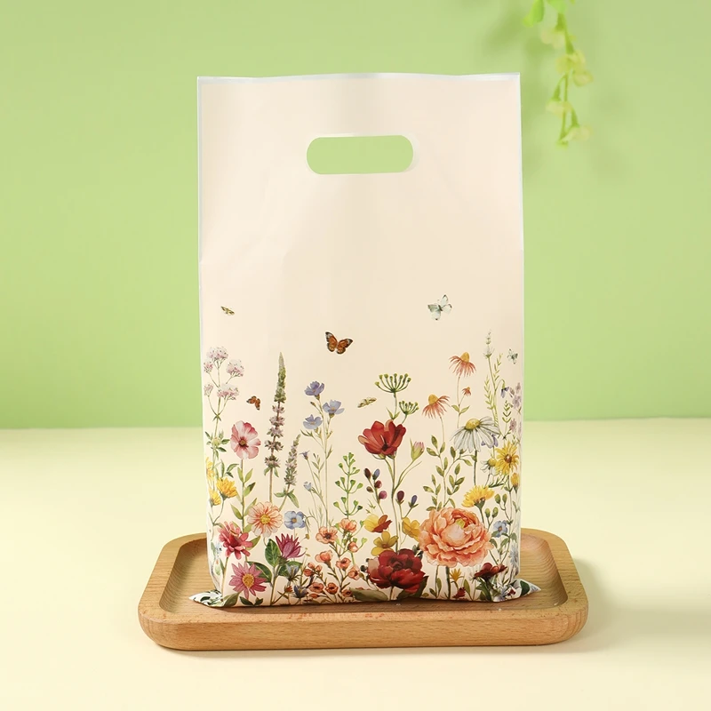 10/25/50pcs Wildflower Themed Handbag Candy Bags, Spring Floral Birthday Party Gift Packaging Bags for Baby Shower, Wedding, and Girl Party Supplies 17