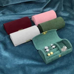 Travel Jewelry Organizer | Solid Color Portable Jewelry Storage Box – Exquisite Travel Jewelry Bag with Suede Surface, Compact Jewelry Box Organizer for Rings, Necklaces, Earrings, and Small Accessories, Ideal for Travel and Everyday Use