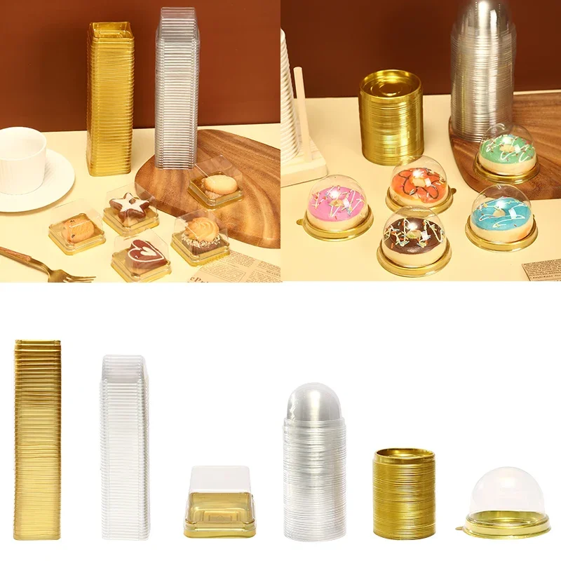 50Pcs Mini Dessert Cake Box Containers, Transparent Cupcake and Pastry Baking Packaging Boxes with Lids, Clear Plastic Dessert Holders for Wedding, Birthday, Christmas, Party Supplies and Gift Packaging - 图片 2