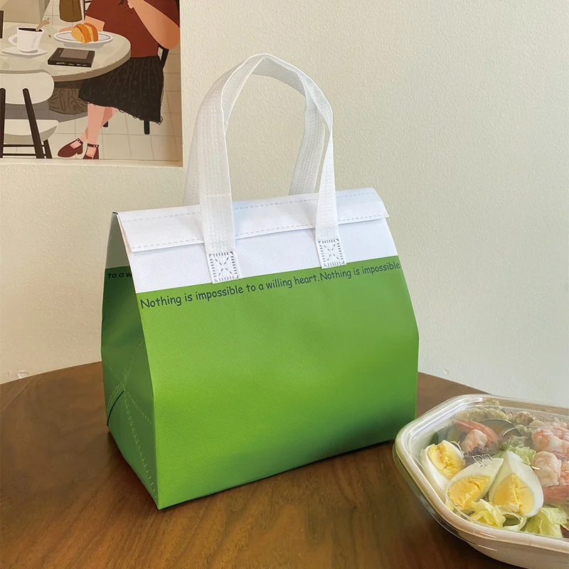 10pcs Green Non-Woven Insulated Tote Bags – Portable Reusable Pouches for Food, Drinks, Cake, and Snacks, Thermal Carrier Keeps Hot or Cold, Ideal for Delivery, Picnic, Grocery, Work, School - 图片 8
