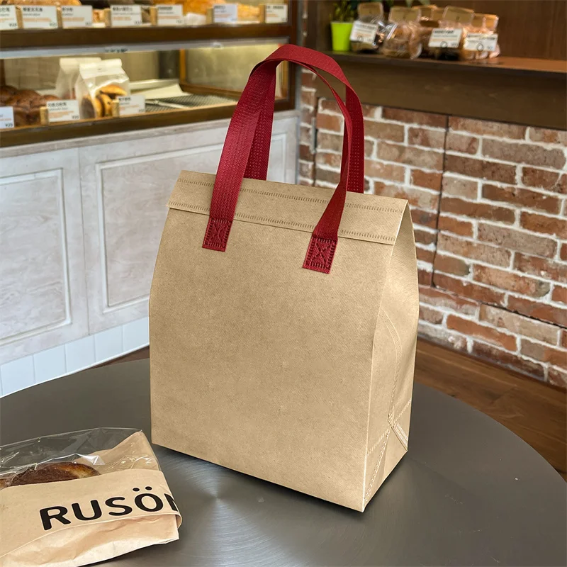 Brown Insulated Tote Bags 🥡 – Reusable Non-Woven Food Delivery Pouches for Hot and Cold Storage, Bread, Drinks, Grocery Shopping, Lunch Carrier, Portable Eco-Friendly Packaging - 图片 26