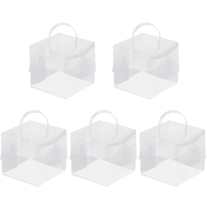 2/5PCS Clear Cake Packaging Box with Handle, Transparent Plastic Dessert Container, Cupcake Boxes with Lids for Wedding, Birthday Party, Baby Shower, Gift Wrapping, Pastry Display, and Event Decoration Supplies - 图片 2