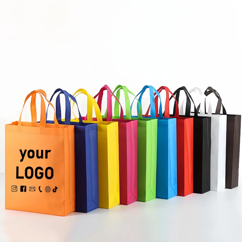 Portable Non-Woven Shopping Bag – Large Capacity, Reusable Eco-Friendly Handbag, Custom Logo or Printing Option (Printing Fee Not Included), Perfect for Grocery, Gift, and Promotional Use