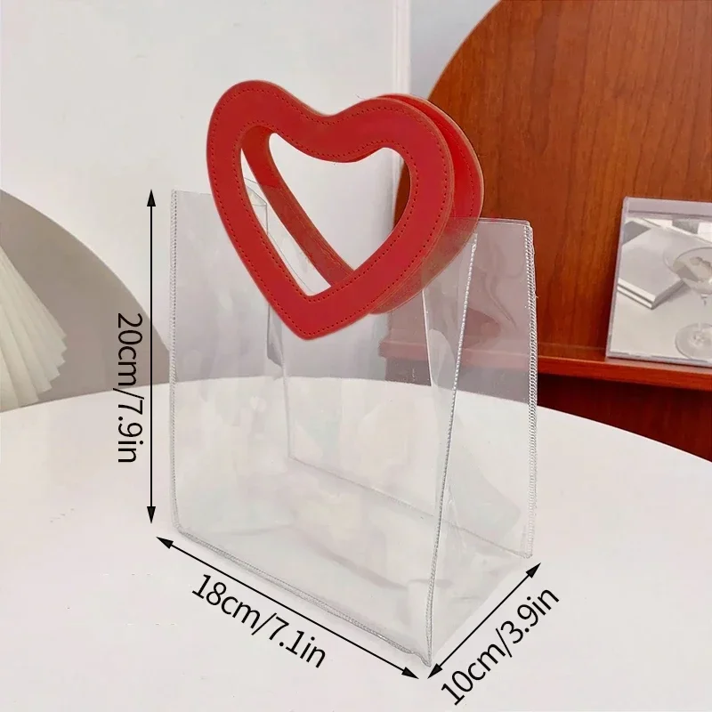 1–10PCS Transparent PVC Gift Bags Waterproof Candy Shopping Handbag with Love or Square Handle for Valentine’s Day Wedding Party Favor Packaging Bolsa Regalo Sac Cadeau ساک هدیه 透明ギフトバッグ 투명포장가방 - 图片 6