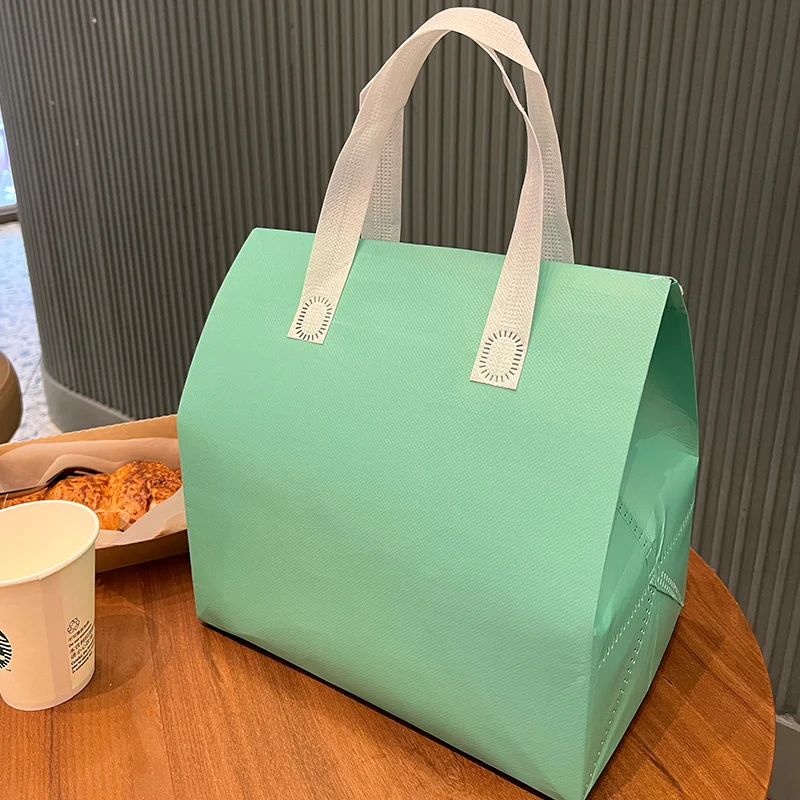 10pcs Silver Non-Woven Insulated Tote Bags, Reusable Fabric Pouches for Bread, Drinks, Food, Lunch, Grocery, Delivery, Picnic, Thermal Storage, Keep Warm or Cold, Eco-Friendly Durable Carrier - 图片 17