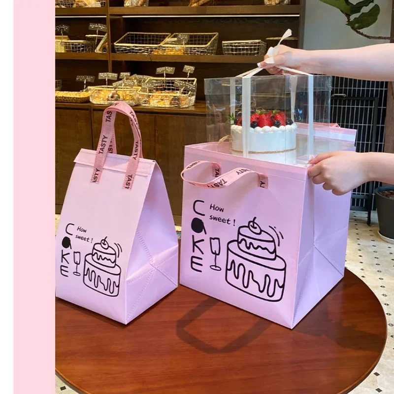 10pcs Disposable Aluminum Foil Insulated Cake Bags – Handheld Takeaway Packaging for 4/6/8/10 Inch Birthday Cakes, Portable Thermal Refrigerated Food Storage Pouches for Bakery & Delivery Use - 图片 6