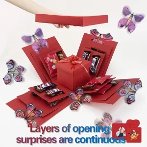 Butterfly Explosion Box Gift – DIY Snack Gift Box, Mystery Surprise Explosion Box for Valentine's Day, Birthday, or Special Occasions, Photo Album Box, Creative DIY Memory Keepsake