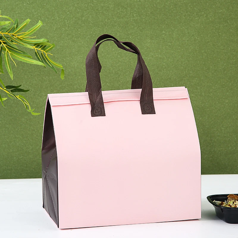10pcs Non-Woven Insulated Tote Bags Reusable Fabric Pouches for Food, Cake, Drinks, Grocery Delivery, Hot and Cold Storage, Portable Lunch Carrier, Picnic, Baking, and Eco-Friendly Packaging - 图片 5