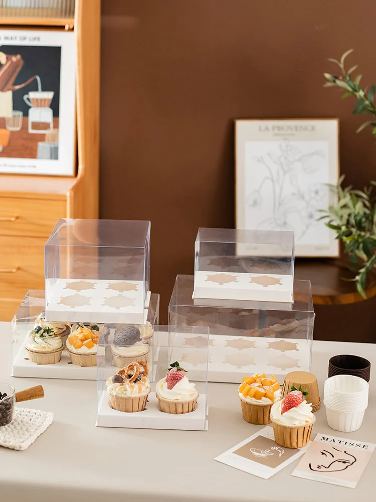 Transparent Cake Packing Boxes with Handle, High-Capacity Clear Cupcake Pastry Gift Wrapping Boxes, Portable Birthday Wedding Baby Shower Cake Boxes for Dessert, Cookies, Chocolate and Bakery Packaging - 图片 5