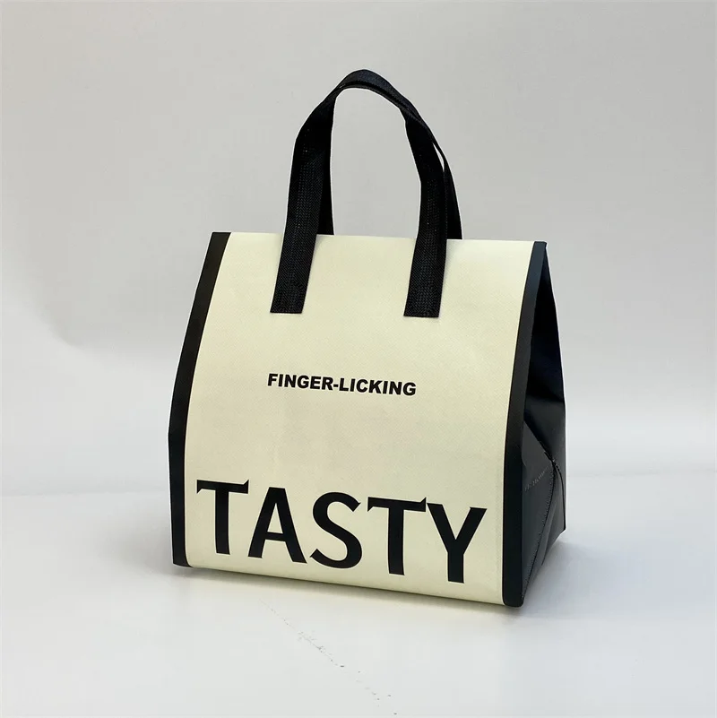 10pcs Silver Non-Woven Insulated Tote Bags, Reusable Fabric Pouches for Bread, Drinks, Food, Lunch, Grocery, Delivery, Picnic, Thermal Storage, Keep Warm or Cold, Eco-Friendly Durable Carrier - 图片 12