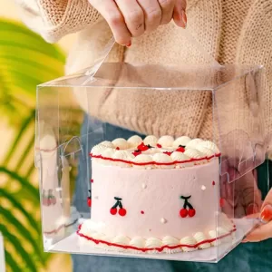 1-20Pcs Cake Boxes with Handle, Large Capacity Cupcake Pastry Packaging Boxes, Clear Window Plastic Cake Packing Gift Boxes for Birthday Wedding Baby Shower Party Dessert Wrapping Supplies