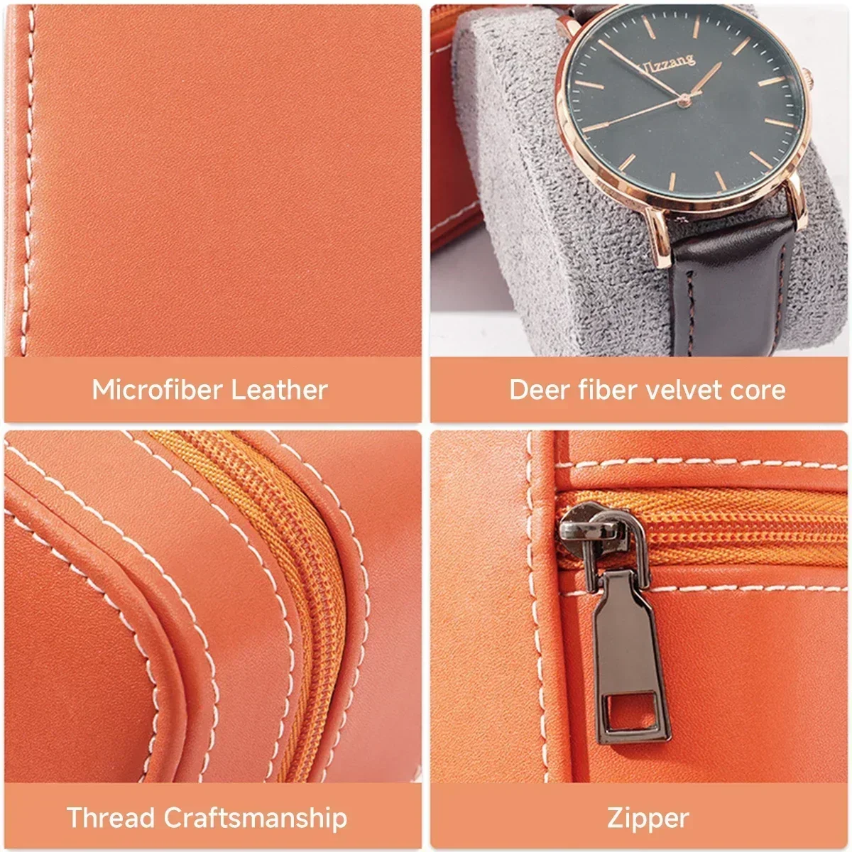 Travel Watch Organizer | Single Watch Case PU Leather Travel Box with Removable Cushion, Compact Jewelry Storage Organizer, Portable Square Watch Packaging Box for Men and Women, Protective Wristwatch Display Case 1