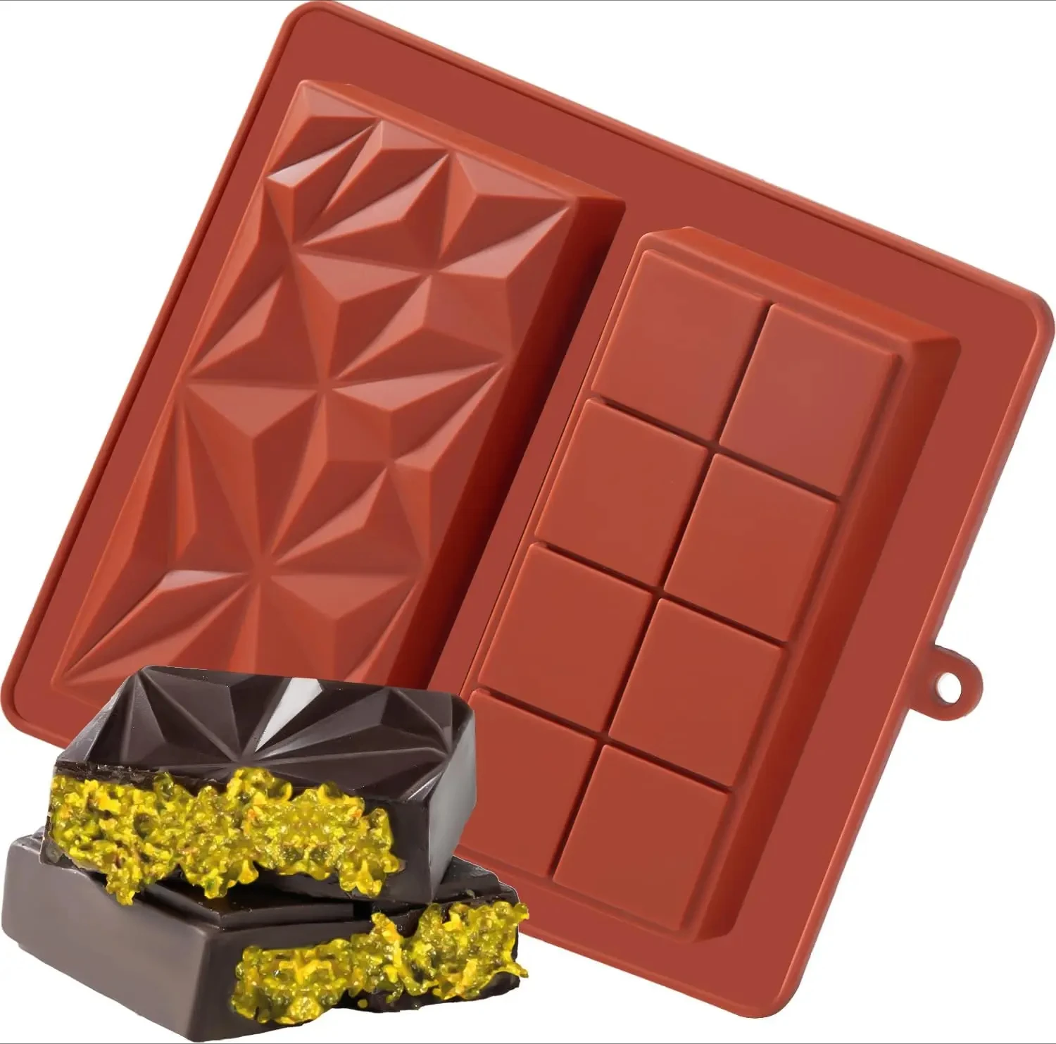 Dubai Chocolate Mold Bar for Pistachio and Other Chocolate Bars, Thick Silicone Mold for DIY Filled Bars, Large Candy Bar Mold for Home Baking, Chocolate Making, and Creative Desse Dubai Chocolate Mold Bar for Pistachio and Other Chocolate Bars, Thick Silicone Mold for DIY Filled Bars, Large Candy Bar Mold for Home Baking, Chocolate Making, and Creative Desse