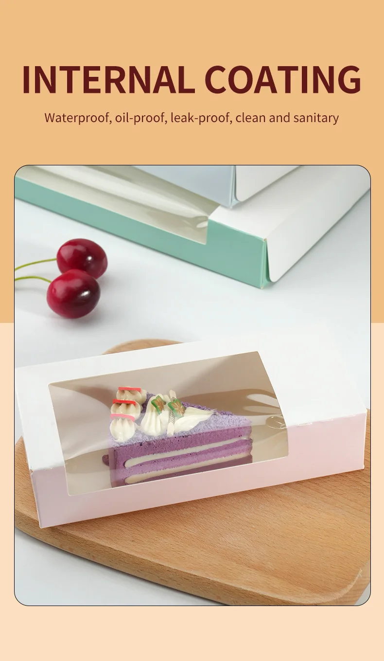 10Pcs Pure Color Foldable Cake Boxes with Clear Window, Bakery Pastry Boxes for Cupcakes, Chocolates, Muffins, Cookies, Wedding Birthday Baby Shower Party Favor Gift Packaging Paper Dessert Containers 8