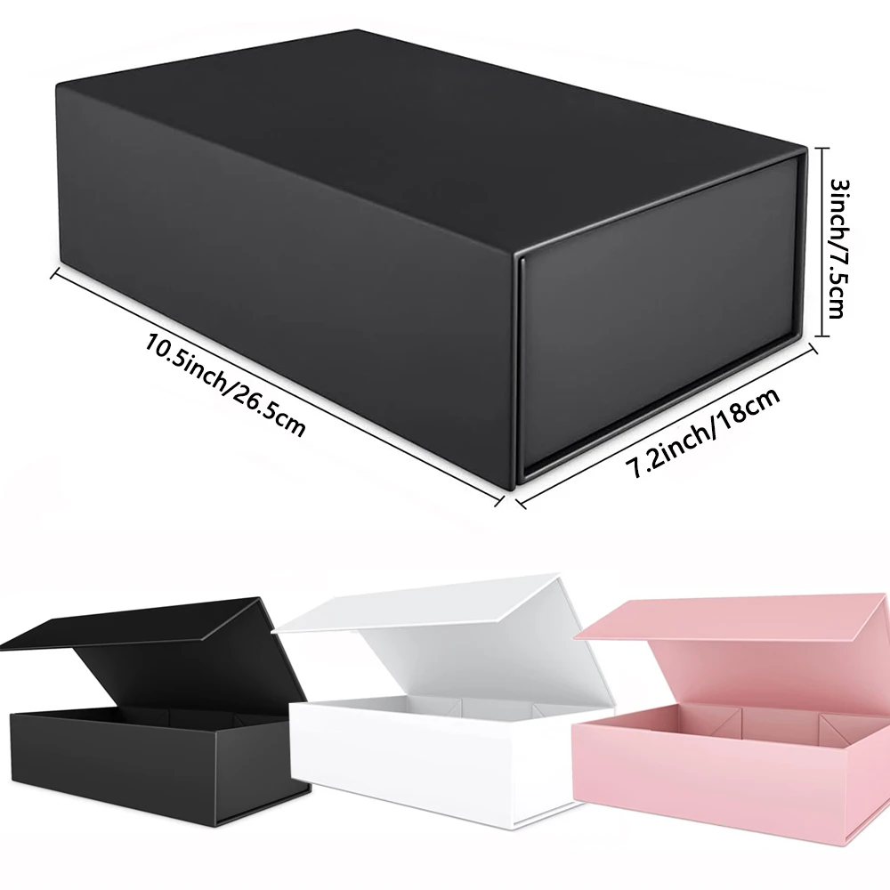 1pc Black Gift Box with Magnetic Lid for Present, Rectangular Collapsible Packaging Box with Closure, Ideal for Groomsman Proposal, Wedding, Birthday, Anniversary Gift, Elegant Gift Wrapping
