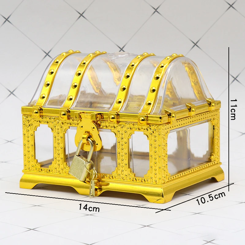 Pirate Treasure Chest with Lock – Transparent Pirate Jewelry Box for Gemstones, Crystals, Rhinestones, and Small Toys, Creative Storage Container for Kids, Crafts, and Decorative Collectibles - 图片 6