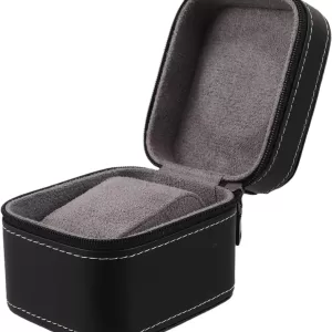 Travel Watch Case ⌚ Single Watch Travel Box – PU Leather Watch Carrying Case Organizer – Compact Storage Display Pouch for Men – Protective Jewelry Travel Case Black/Green/Orange