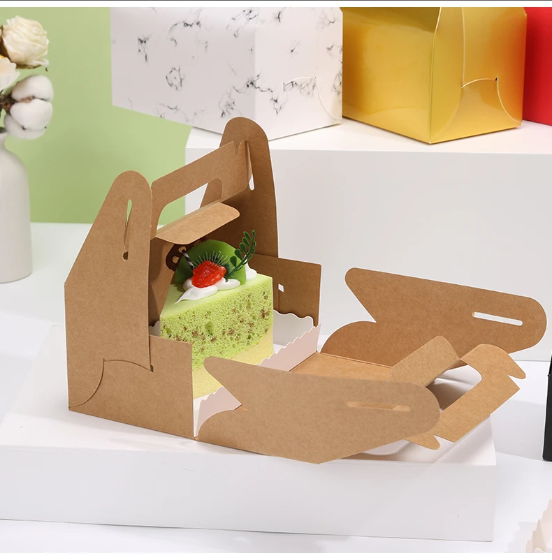 10Pcs Cardboard Gift Cake Boxes Pink Green Dessert Packaging Boxes with Handle, Portable Pastry Cookie Muffin Cupcake Container for Wedding Birthday Baby Shower Party Supplies 1