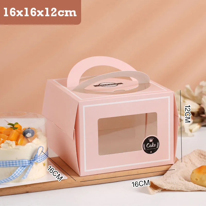 10Pcs Portable Handle Cake Boxes with Clear Window, Cupcake Pastry Cookie Dessert Packaging Boxes, Foldable Birthday Party Wedding Baby Shower Bakery Gift Containers 13