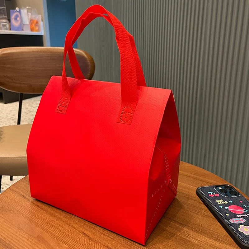 10pcs Grey Non-Woven Insulated Tote Bags – Reusable Portable Pouches for Bread, Food, Bakery, Snacks, Hot or Cold Meals, Delivery, Grocery, Picnic, Thermal Storage Carrier for Work, School, Travel - 图片 24