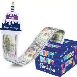 Birthday Cash Surprise Gift Box – Creative Money Holder with Pull-Out “Happy Birthday” Card, Fun Money Gift Idea for Kids, Teens, and Adults, Unique Celebration Present for Parties and Special Events