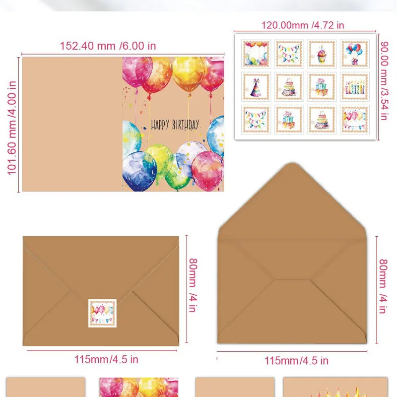 DIY Cartoon Birthday Greeting Card Set with Envelopes and Stickers – Fun and Creative Card Kit for Kids, Family, and Friends, Perfect Gift for Birthdays, Parties, and Personalized Messages