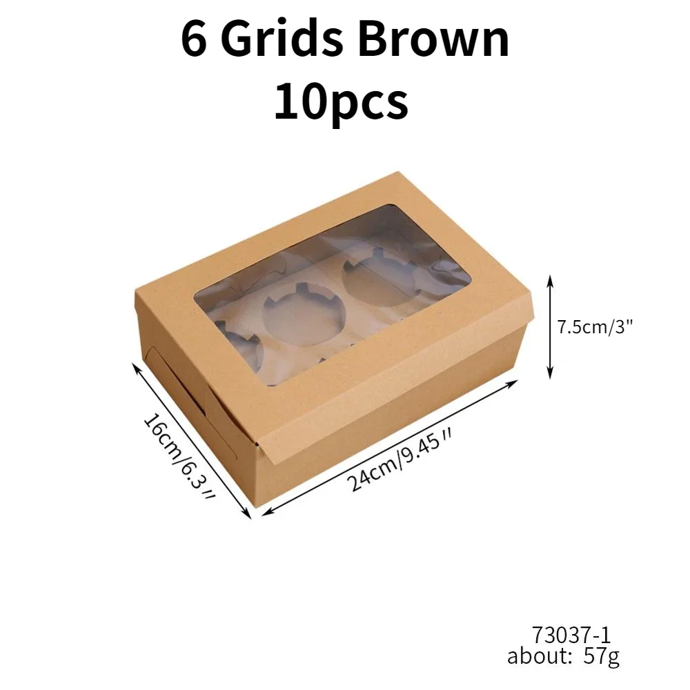10Pcs Kraft Paper Cupcake Packing Boxes with Clear Window, Cardboard Cake Muffin Cookies Candy Packaging, Wedding Birthday Party Favors, 4 Sizes for Desserts and Gifts - 图片 13