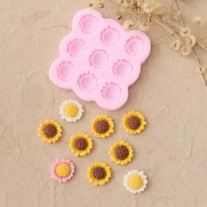 3D 9-Cavity Flower Silicone Mold – Sunflowers Design for Fondant, Candy, Chocolate, Cake Decorating, DIY Baking Tools, Sugarcraft, Cupcake Toppers, and Creative Dessert Accessories