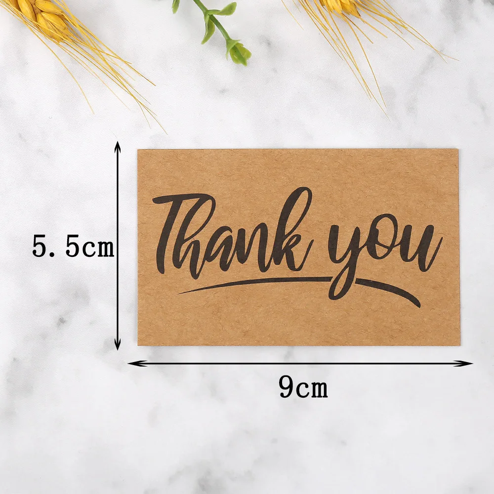 50PCS Kraft Paper Thank You Cards – Blank Greeting Cards for Kids Birthday, Baby Shower, Wedding, Party Favor, DIY Craft Decoration, Gift Message Postcards, Appreciation Notes, Personalized Thank You Gift Inserts