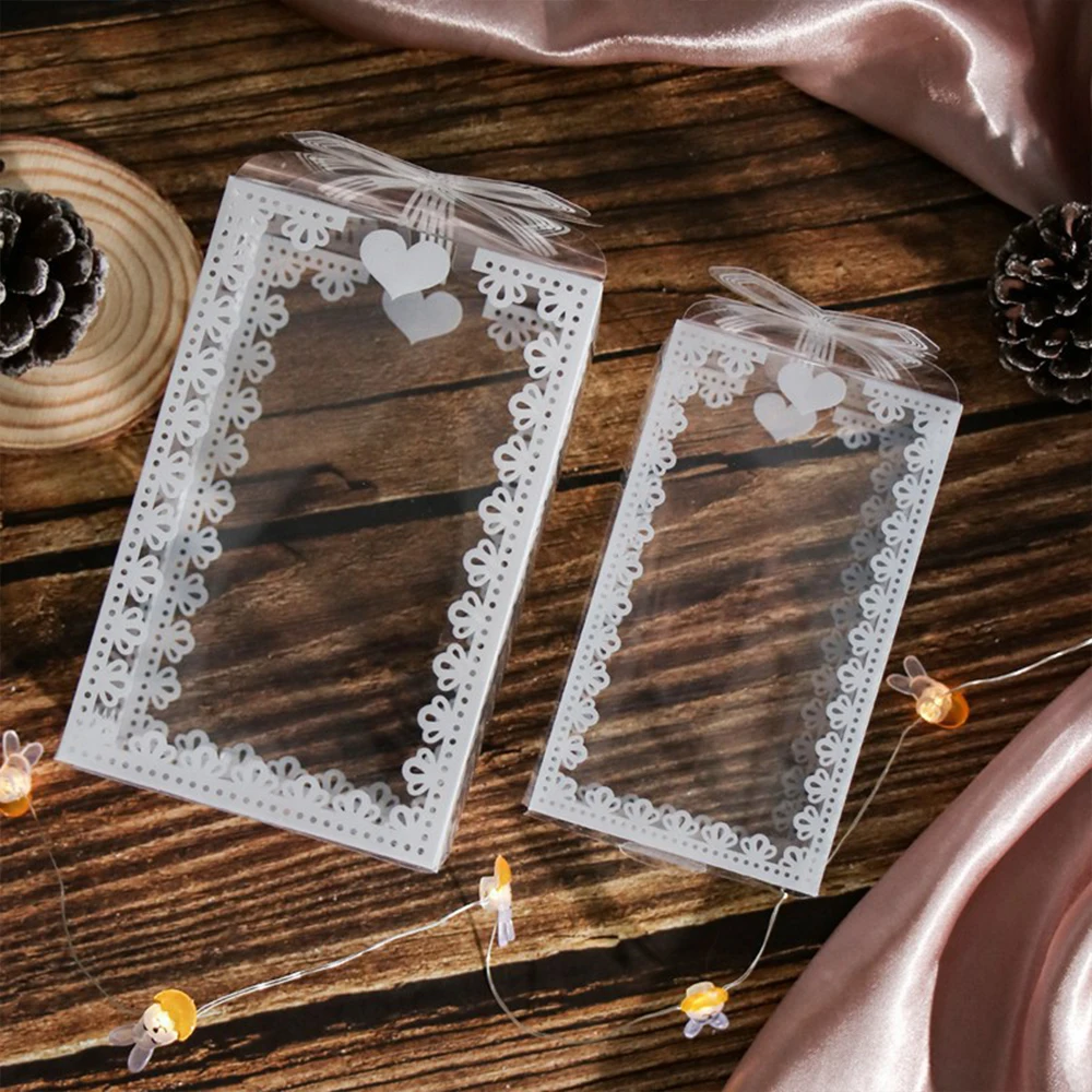 10Pcs Transparent PVC Candy Favor Gift Packaging Boxes, Clear Plastic Wedding Party Birthday Christmas Gift Wrapping Box for Cookies Chocolate Macarons Dessert Packaging Supplies - 图片 4