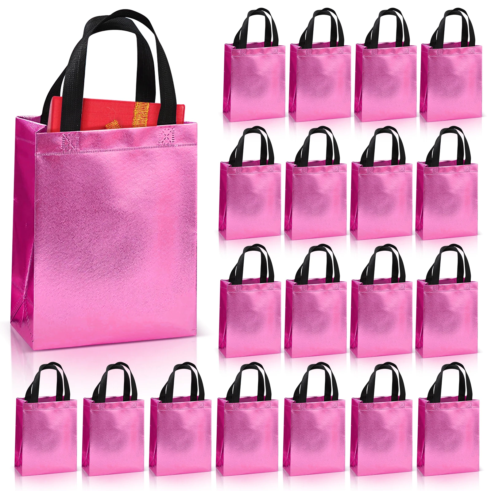 20pcs Aluminized Film Non-Woven Gift Tote Bags – Reusable Leak-Proof Shopping Bags for Mother's Day, Graduation, Party, Wedding, or Birthday Gift Packaging, Eco-Friendly and Durable 7