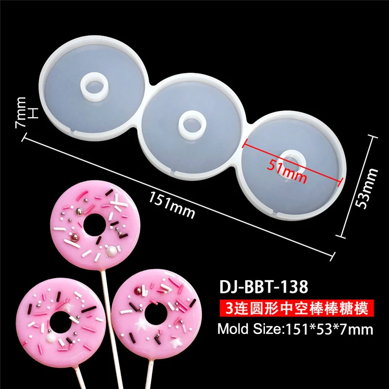 Leaf Flower Heart Bear Shape Silicone Lollipop Mold Round Chocolate Candy Cheese Baking Mould Fondant Cake Decorating Tools Dessert Cupcake Topper Tray Kitchen Pastry DIY Baking Accessories 12