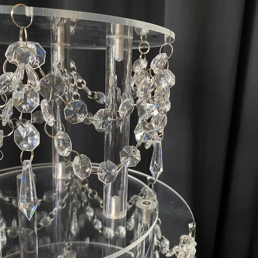 3 Pieces Luxury Transparent Dessert Cake Stand Set Tall Cake Tray Wedding Birthday Party Decoration Elegant Dessert Table Display for Wedding Events and Special Occasions 4