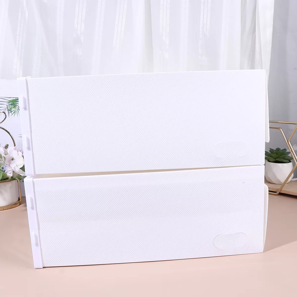 6PCS Thickened Drawer-Type Shoe Storage Boxes, Transparent Stackable Shoe Organizer for Closet Display, Dustproof & Moisture-Resistant Shoe Containers for Heels, Sneakers, Boots (White, Random Frame Color) 4