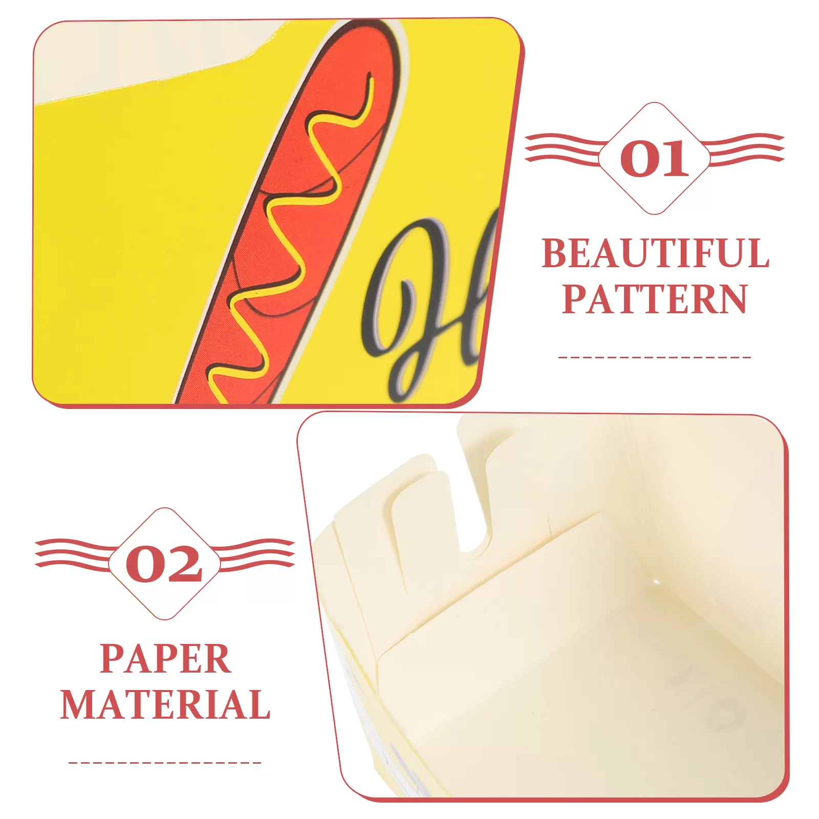 50 Pack Foldable Disposable Paper Food Trays Coated Snack Boxes for Hot Dogs Fries Chicken Nachos Popcorn Festival Picnic Catering Use 4