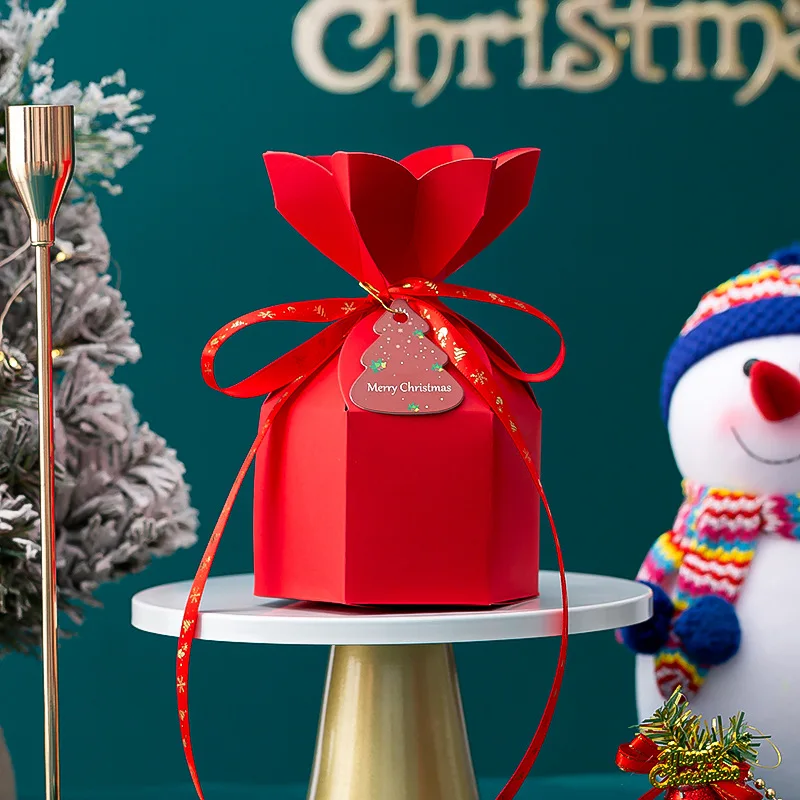 20PCS Christmas Gift Boxes Vase Shaped Design with Ribbon and Hang Tags, DIY Flat-Pack Holiday Party Favor Packaging for Candy, Cookies, Small Gifts, Wedding Celebrations and Seasonal Decorations - 图片 7