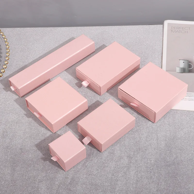 500pcs Custom Luxury Jewelry Packaging Boxes, Sliding Drawer Style Cardboard Gift Box with Logo for Earrings, Necklace, Bracelets, Paper Jewelry Case for Brand Presentation and Personalized Gift Packaging - 图片 2