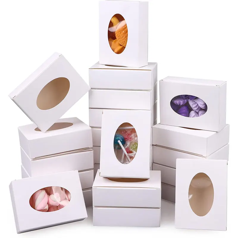 20/30Pcs Mini Kraft Paper Packaging Boxes with Transparent Window for Soap, Bakery Treats, Cookies, Wedding Party Favors, Handmade Candy Gifts, Recyclable Small Storage Cartons for Business & Home Use 1