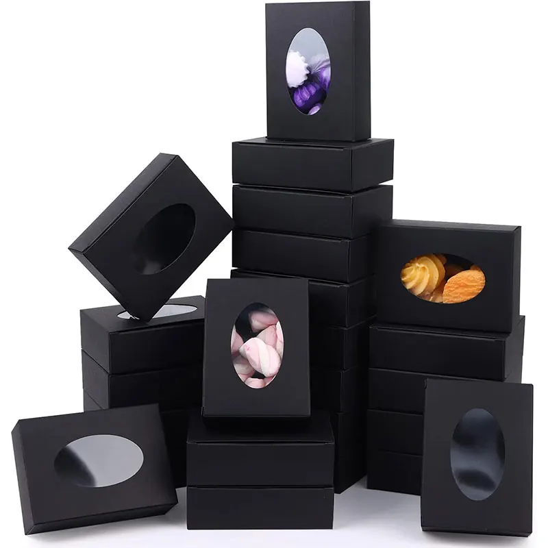 20/30Pcs Mini Kraft Paper Packaging Boxes with Transparent Window for Soap, Bakery Treats, Cookies, Wedding Party Favors, Handmade Candy Gifts, Recyclable Small Storage Cartons for Business & Home Use