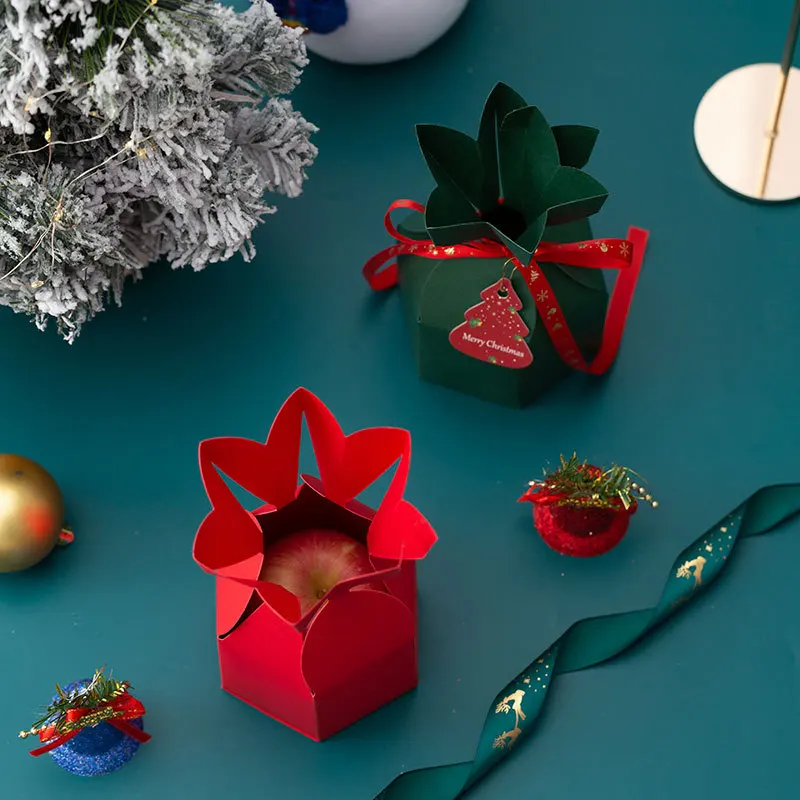20PCS Christmas Gift Boxes Vase Shaped Design with Ribbon and Hang Tags, DIY Flat-Pack Holiday Party Favor Packaging for Candy, Cookies, Small Gifts, Wedding Celebrations and Seasonal Decorations - 图片 4