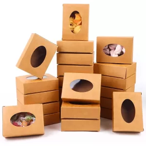 20/30Pcs Mini Kraft Paper Packaging Boxes with Transparent Window for Soap, Bakery Treats, Cookies, Wedding Party Favors, Handmade Candy Gifts, Recyclable Small Storage Cartons for Business & Home Use