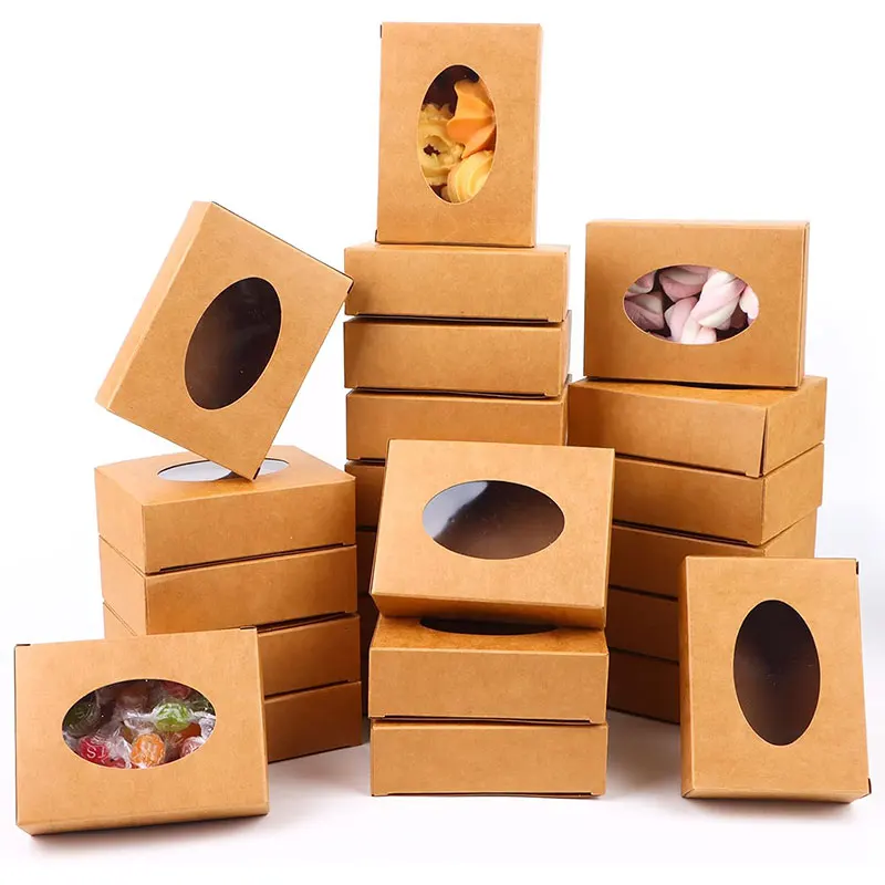 20/30Pcs Mini Kraft Paper Packaging Boxes with Transparent Window for Soap, Bakery Treats, Cookies, Wedding Party Favors, Handmade Candy Gifts, Recyclable Small Storage Cartons for Business & Home Use