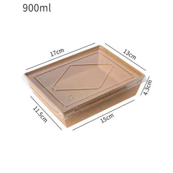 30pcs Kraft Paper Lunch Boxes with Lid 500ml 700ml 900ml 1200ml Eco-Friendly Disposable Food Takeaway Packaging Boxes for Sushi Salad Cake Sandwich Party Meal Prep Restaurant Use - 图片 8