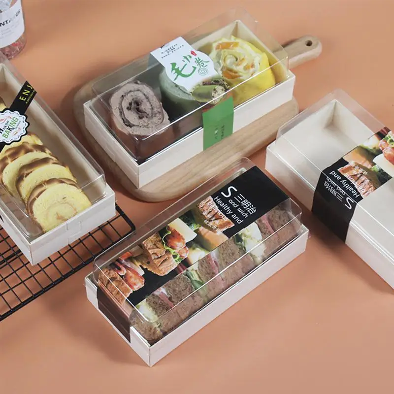 10 Pcs Wooden Dessert and Sandwich Boxes – Reusable Cake Holders, Portable Food Containers for Bakery, Parties, Takeaway, and Gift Presentation with Eco-Friendly Design - 图片 2