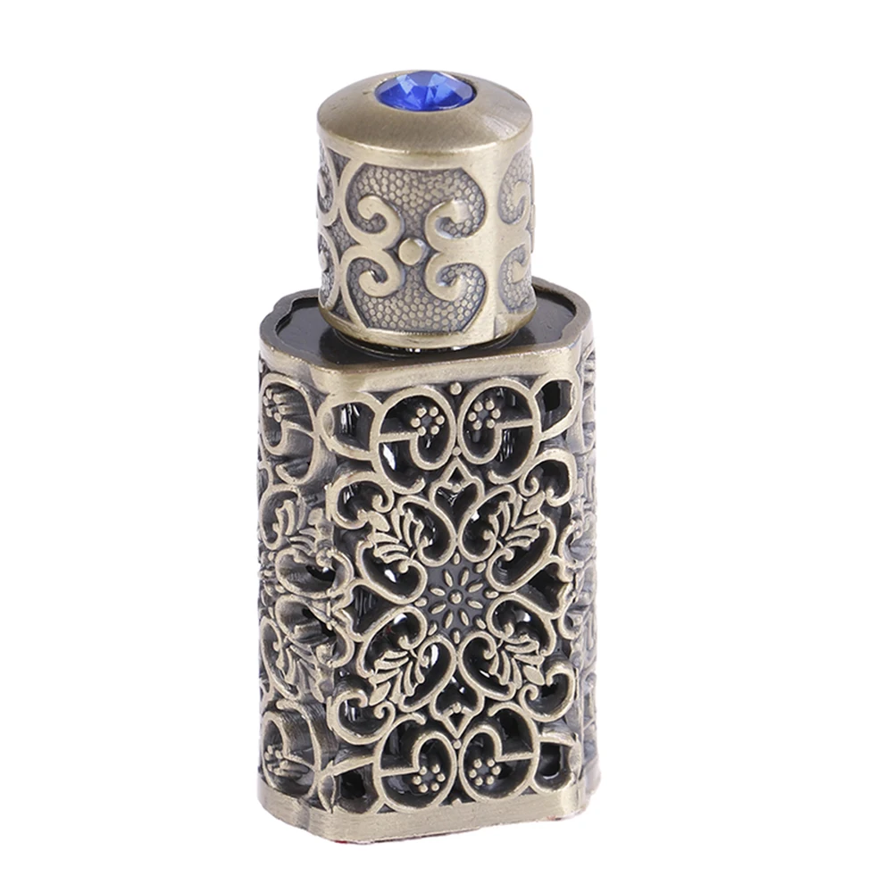 3ml Antique Metal Perfume Bottle with Rhinestones – Refillable Royal Glass Essential Oil Container, Decorative Alloy Mini Bottle for Wedding Gift, Home Ornament & Vintage Perfume Collection by UGI Packaging 3